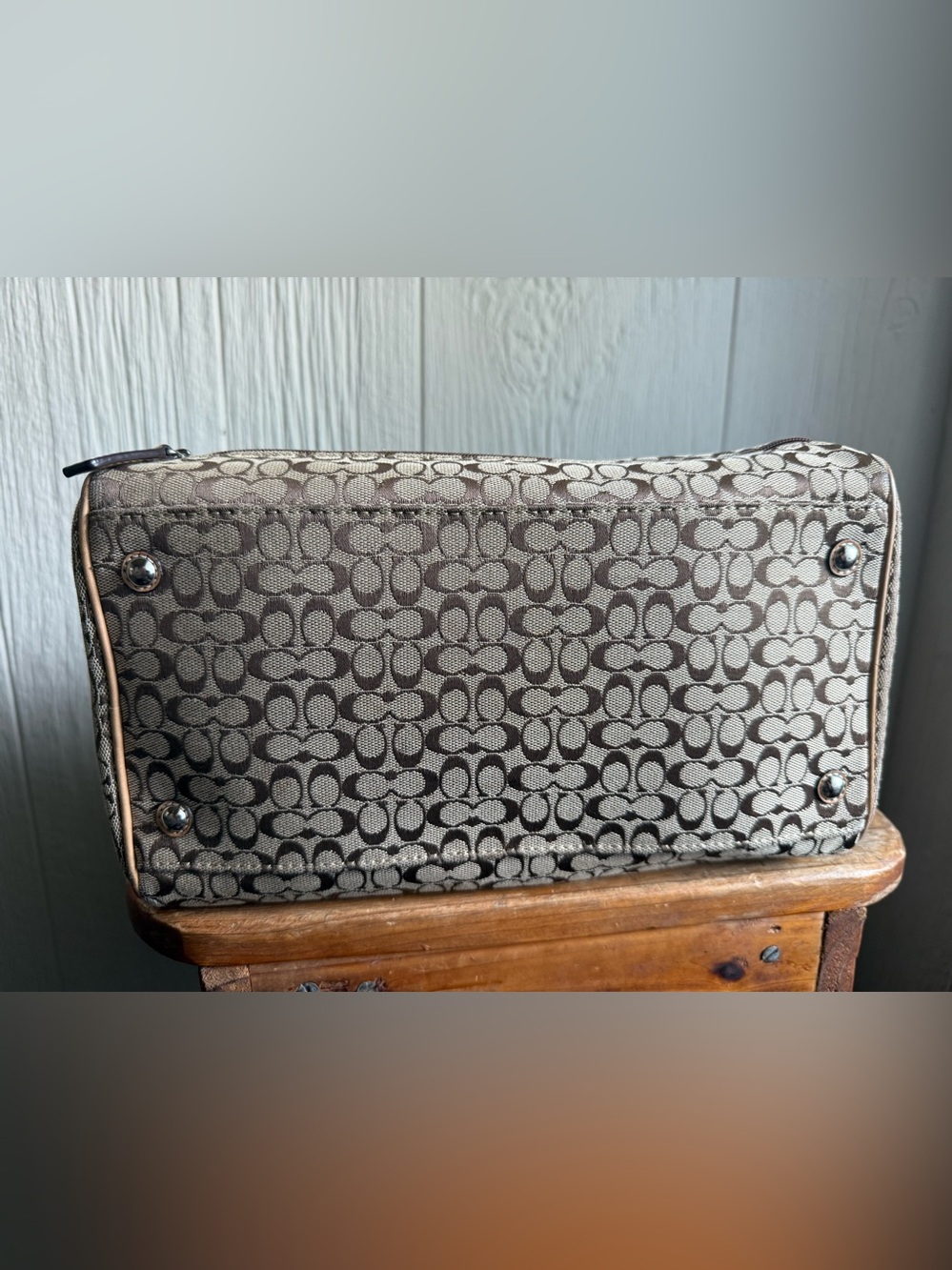 Coach Signature Canvas Boston Satchel Bag - Picture 4 of 10